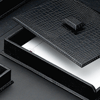 black crocodile-textured leather document tray with matching cover