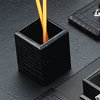 black croco-grain leather square pen and pencil holder