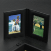 black leather double photo holder