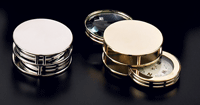 gold plated and chrome plated magnifier compass and paperweight combinations