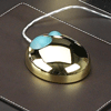 gold plated computer mouse with blue buttons
