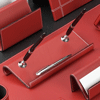 red leather double pen stand
