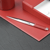 letter opener with red leather handle and chrome-plated brass blade