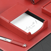 red leather memo paper holder