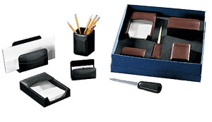 five piece leather desk set