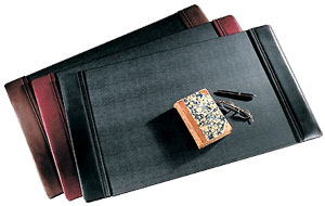 leather desk pads, shown in black, brown and Burgundy
