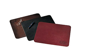 black, brown and Burgundy leather conference pads