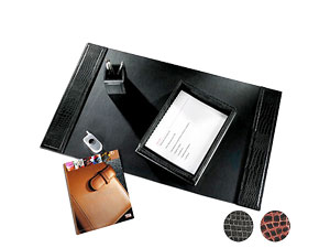 crocodile-embossed leather three-piece desk set