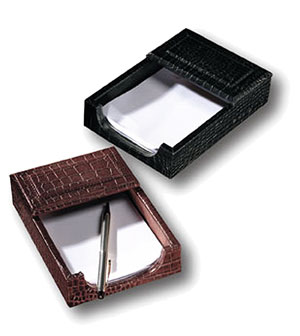 crocodile grain leather brown and black memo holders