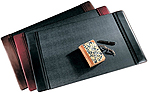 leather desk pads, shown in black, brown and Burgundy