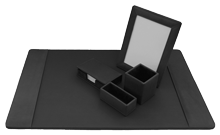 Black leather desk pads