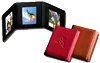 red, black and tan leather mini triple photo holders