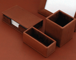 tan leather desk set
